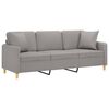 vidaXL 3-Seater Sofa with Pillows&Cushions Light Grey 180 cm Fabric