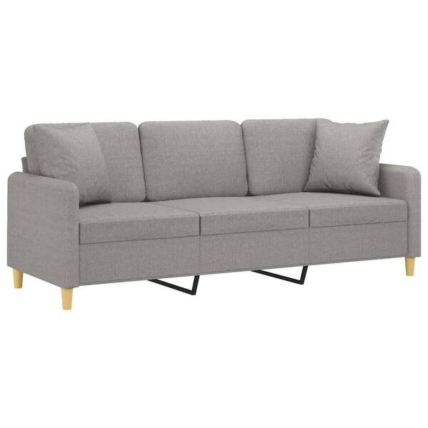 vidaXL 3-Seater Sofa with Pillows&Cushions Light Grey 180 cm Fabric