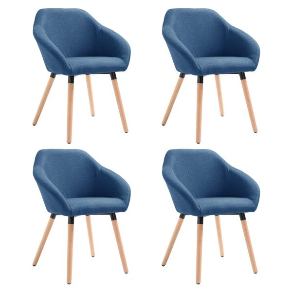 vidaXL Dining Chairs 4 pcs Blue Fabric