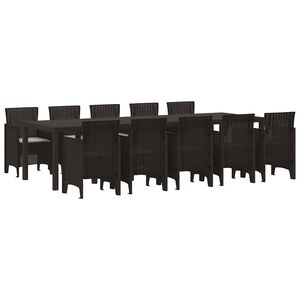 vidaXL Garden Dining Set 11 pcs Brown and Lght grey Poly rattan