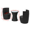 vidaXL 3 Piece Bistro Set with Cushions Poly Rattan Black