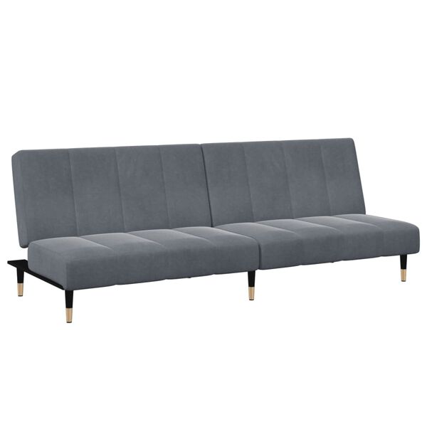vidaXL 2-Seater Sofa Bed with Footstool Dark Grey Velvet