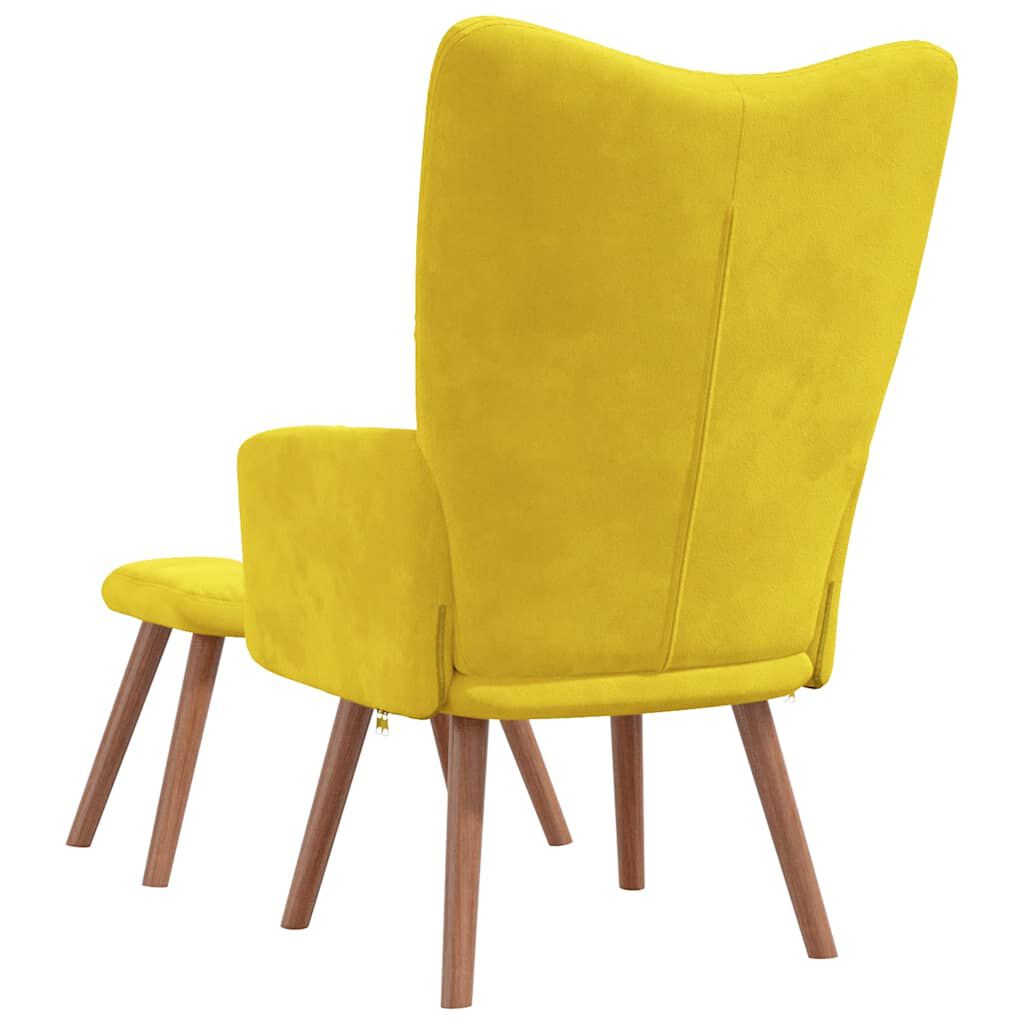vidaXL Relaxing Chair with a Stool Mustard Yellow Velvet