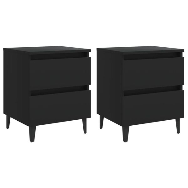 vidaXL Bed Cabinets 2 pcs Black 40x35x50 cm Engineered Wood