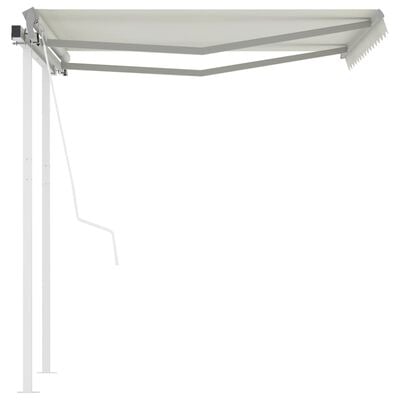 vidaXL Automatic Retractable Awning with Posts 3x2.5 m Cream