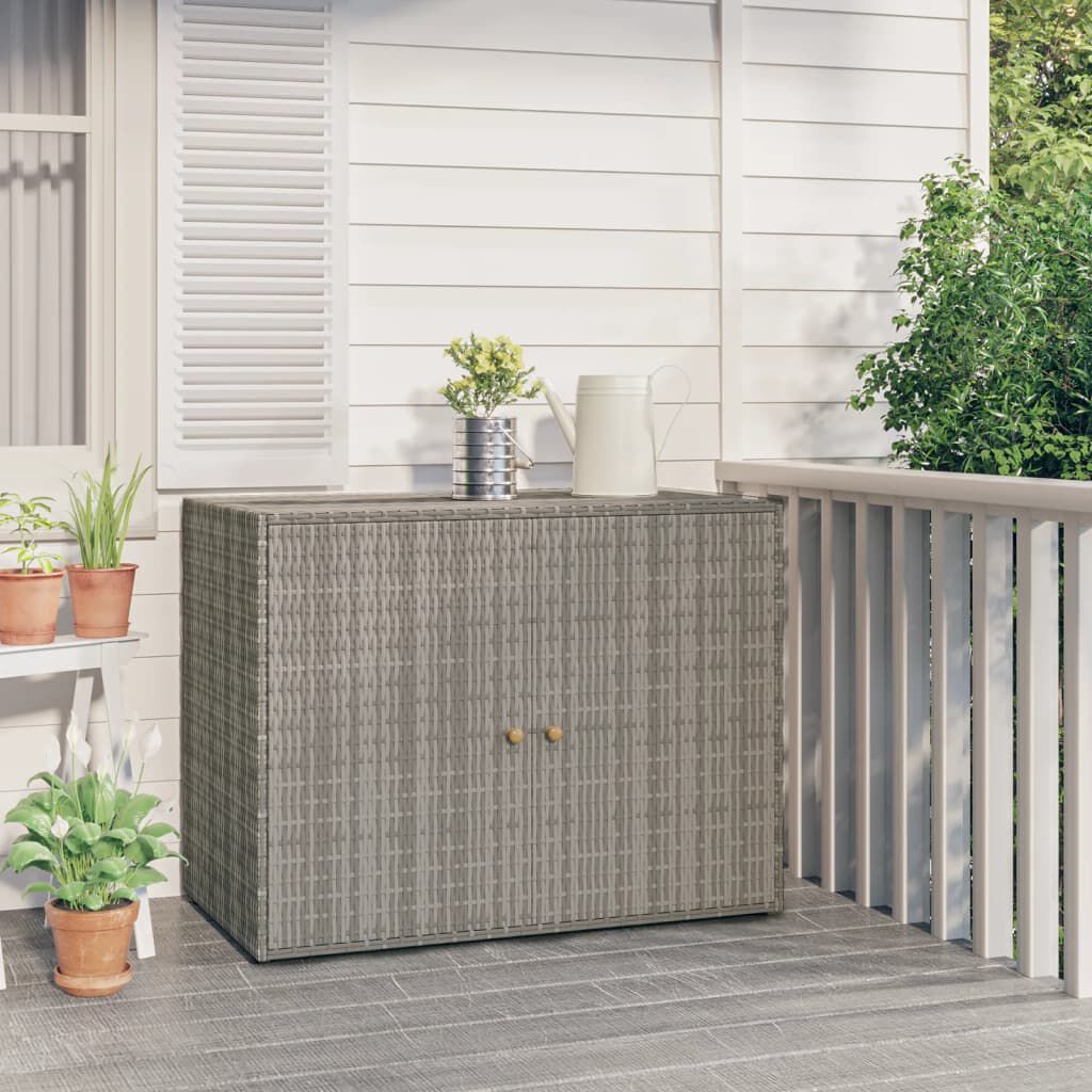vidaXL Garden Storage Cabinet Grey 100x55.5x80 cm Poly Rattan