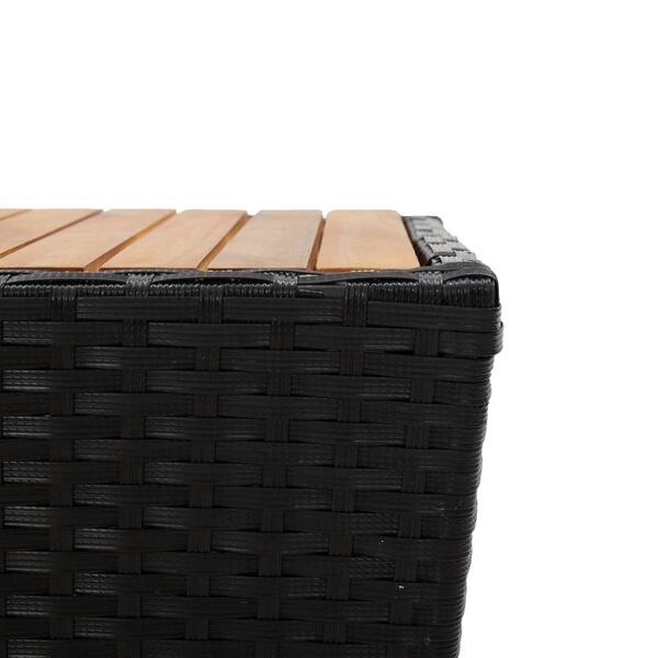 vidaXL 3 Piece Bistro Set with Cushions Black Poly Rattan and Glass