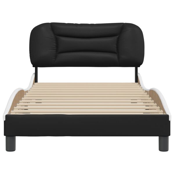 vidaXL Bed Frame without Mattress "Hvar" Black and White 100x203 cm Faux Leather