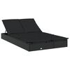 vidaXL 2-Person Sunbed with Round Roof Black 211x112x140 cm Poly Rattan