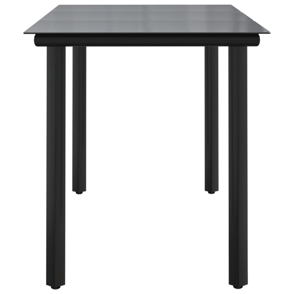vidaXL Garden Dining Table Black 200x100x74cm Steel and Tempered Glass