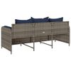 vidaXL Garden Sofa with Cushions 3-Seater Grey Poly Rattan