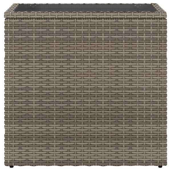 vidaXL Garden Side Table with Glass Top Grey 58x27.5x55 cm Poly Rattan
