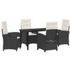 vidaXL Garden Dining Set with Cushion 5 pcs Black Poly Rattan