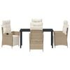 vidaXL Garden Dining Set with Cushion 5 pcs Beige Poly Rattan