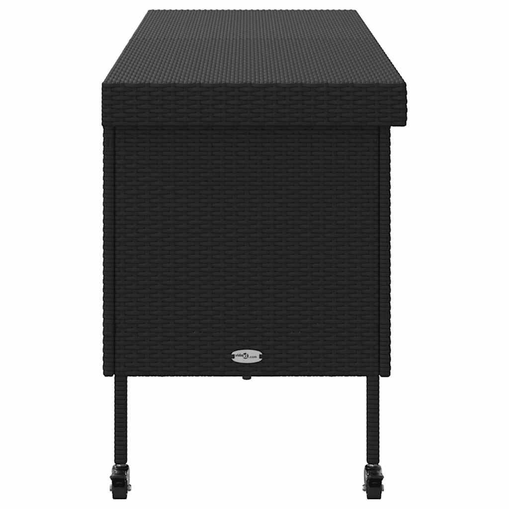 vidaXL Garden Storage Box with Wheels Black 160x55x75 cm Poly Rattan