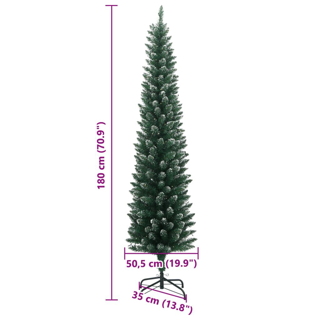 vidaXL Artificial Slim Christmas Tree 300 LEDs 180 cm
