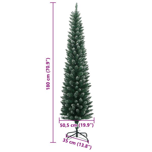 vidaXL Artificial Slim Christmas Tree 300 LEDs 180 cm