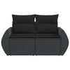vidaXL Garden Sofa with Cushions 2-Seater Black Poly Rattan