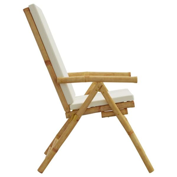 vidaXL Folding Garden Reclining Chairs 2 pcs with Cushions Bamboo