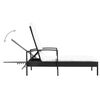 vidaXL Sun Lounger with Cushion Poly Rattan Black