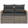 vidaXL Garden Sofa with Cushions 2-Seater Grey Poly Rattan