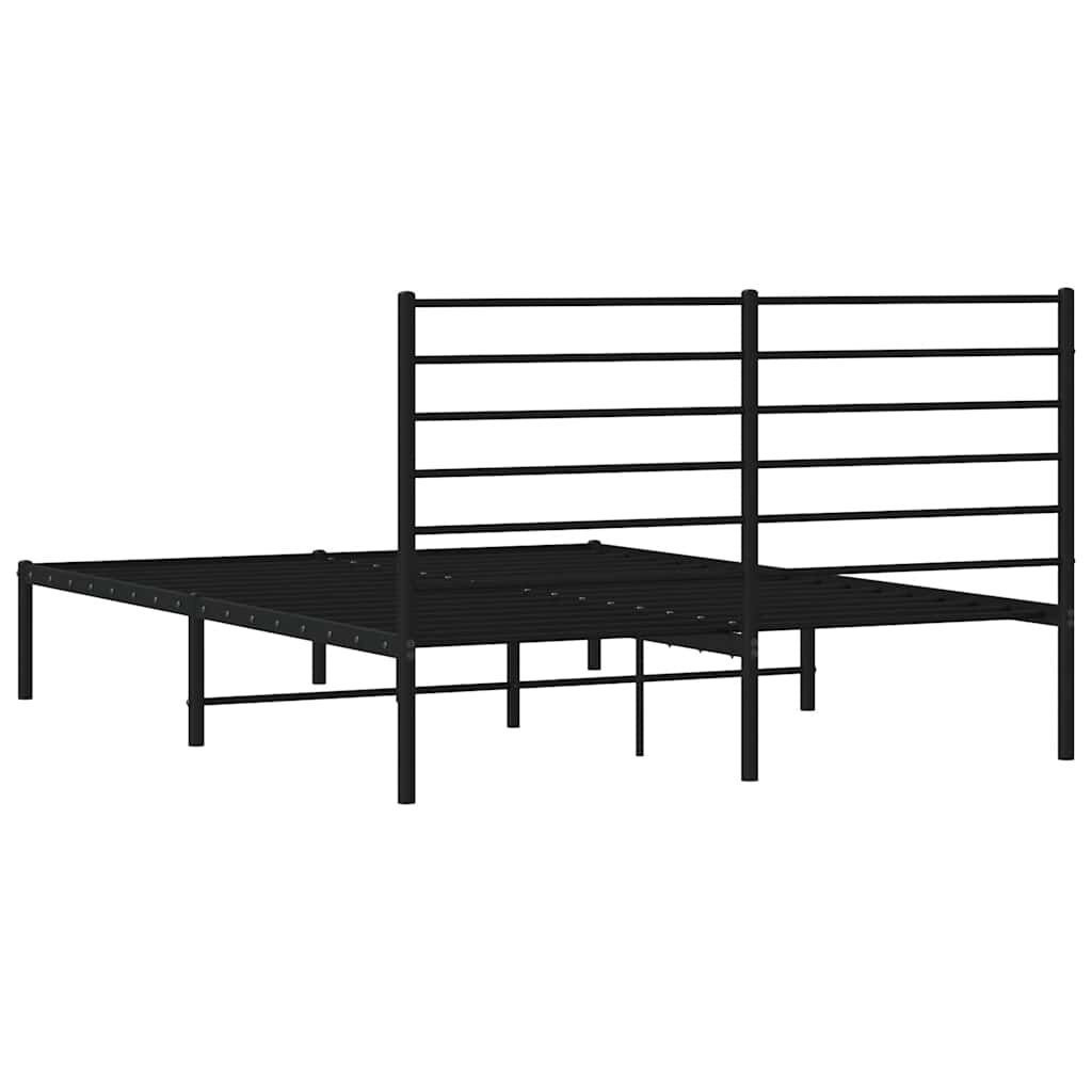 vidaXL Metal Bed Frame without Mattress with Headboard Black 150x200cm