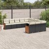 vidaXL 11 Piece Garden Sofa Set with Cushions Black Poly Rattan