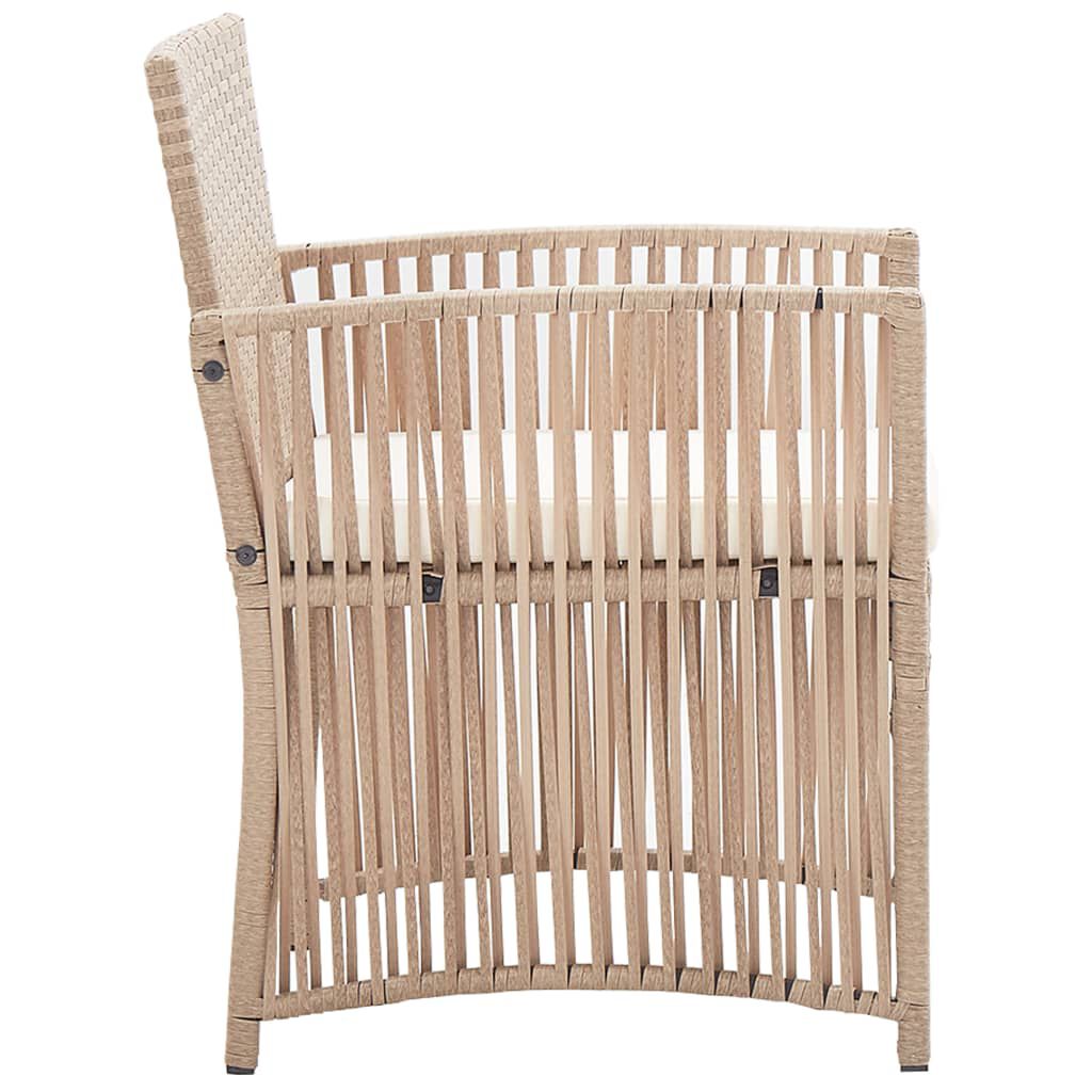 vidaXL 4 Piece Garden Lounge Set with Cushion Poly Rattan Beige