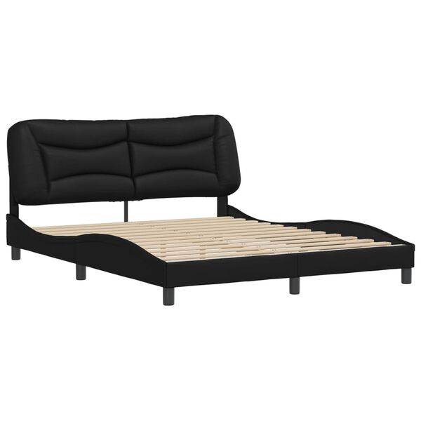 vidaXL Bed Frame without Mattress "Hvar" Black 152x203 cm Queen Faux Leather