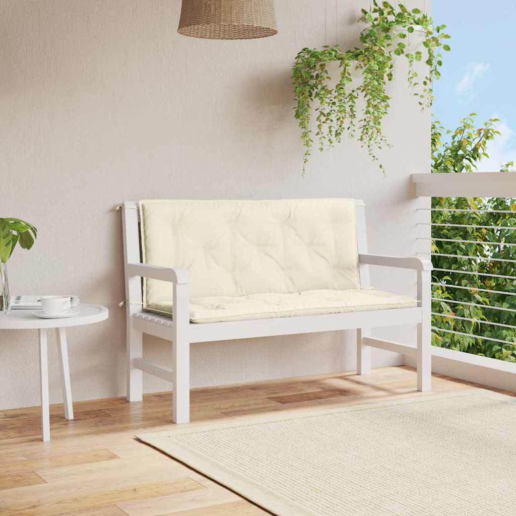 vidaXL Garden Bench Cushion Cream White 120x(50+50)x7cm Oxford Fabric