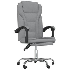 vidaXL Reclining Office Chair Light Grey Fabric