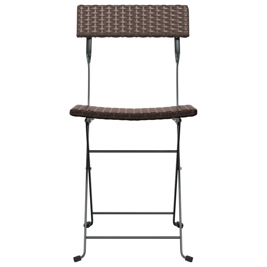 vidaXL Folding Bistro Chairs 6 pcs Brown Poly Rattan and Steel
