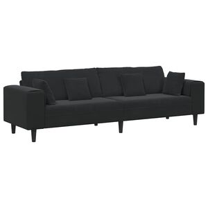vidaXL Velvet Sofa with Cushion Black 208 cm Velvet