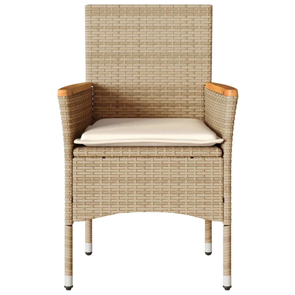 vidaXL Garden Chairs with Cushions 2 pcs Beige Poly Rattan