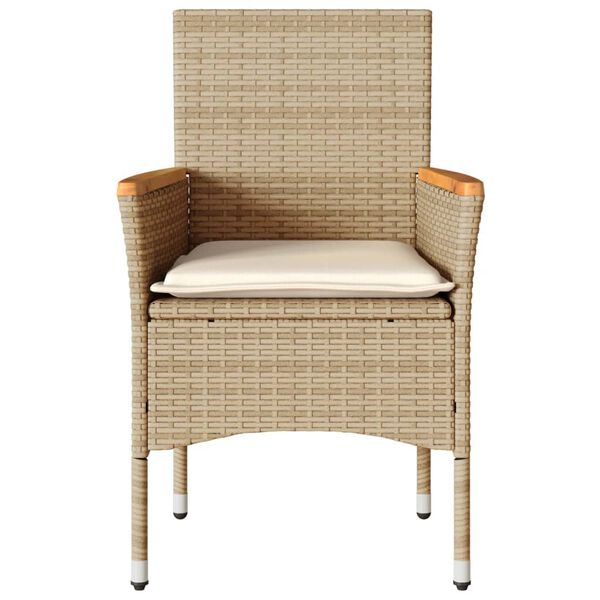 vidaXL Garden Chairs with Cushions 2 pcs Beige Poly Rattan
