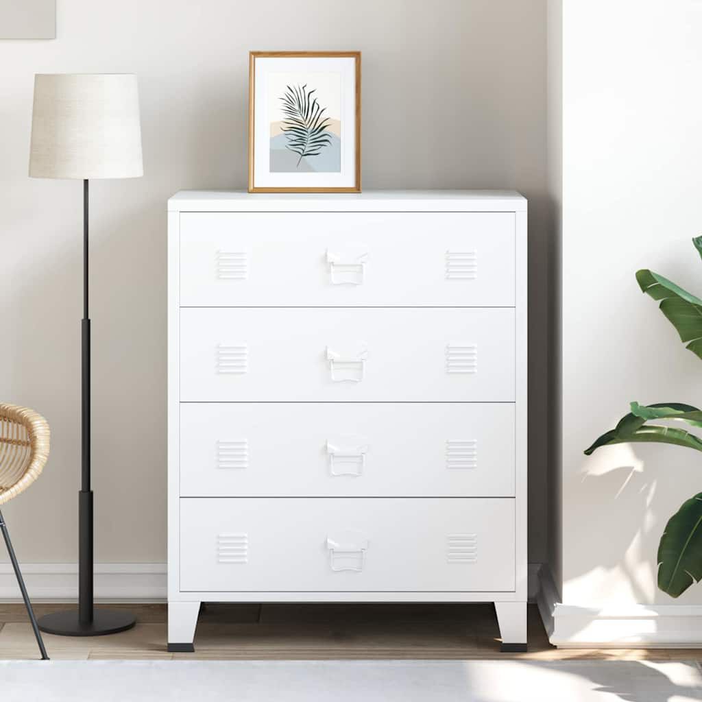 vidaXL Industrial Drawer Cabinet White 78x40x93 cm Metal