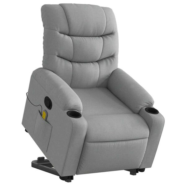 vidaXL Stand up Massage Recliner Chair Light Grey Fabric