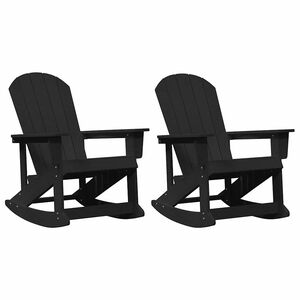 vidaXL Adirondack Rocking Chairs 2 pcs Black HDPE