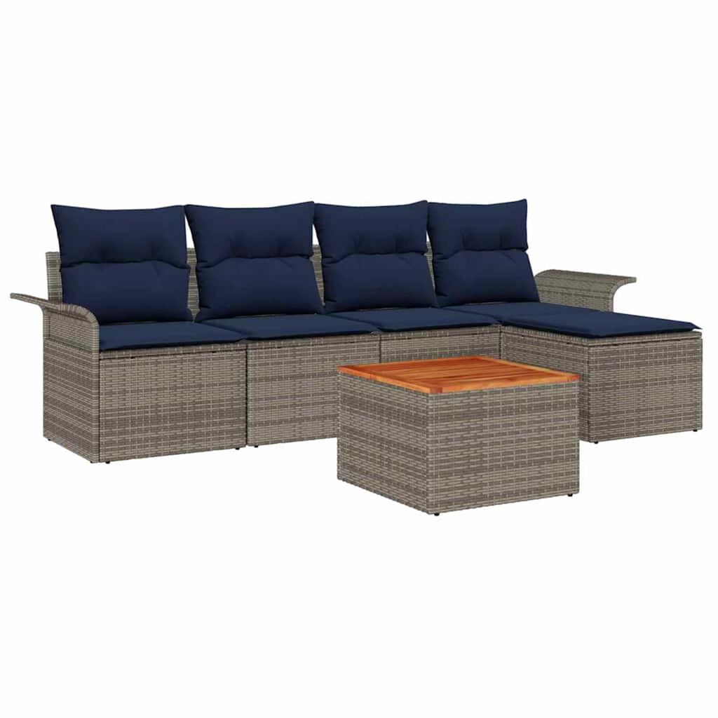 vidaXL Garden Sofa Set 6 pcs Grey Poly rattan