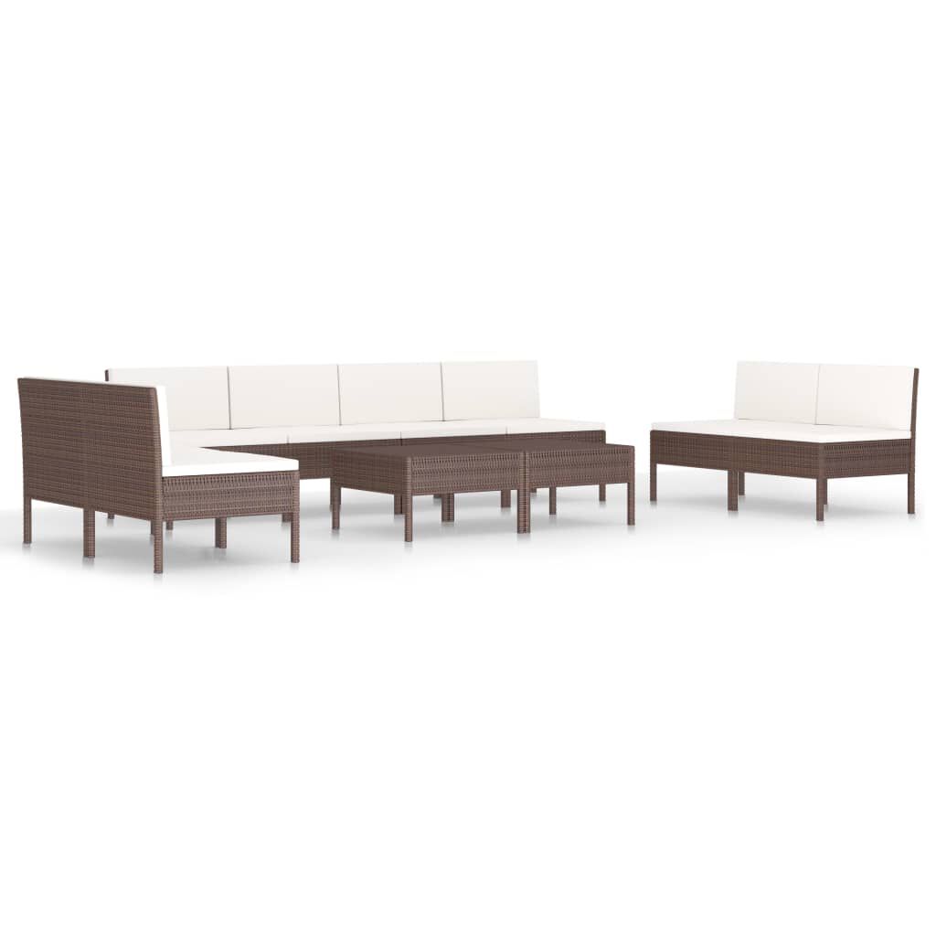 vidaXL 10 Piece Garden Lounge Set with Cushions Poly Rattan Brown