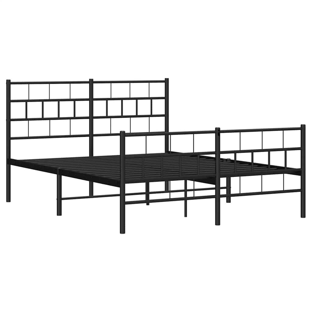vidaXL Metal Bed Frame without Mattress with Footboard Black 150x200cm