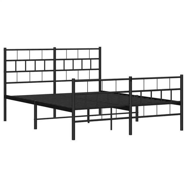 vidaXL Metal Bed Frame without Mattress with Footboard Black 150x200cm