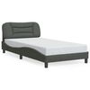 vidaXL Bed Frame with LED without Mattress "Hvar" Dark Grey 100x203 cm Fabric