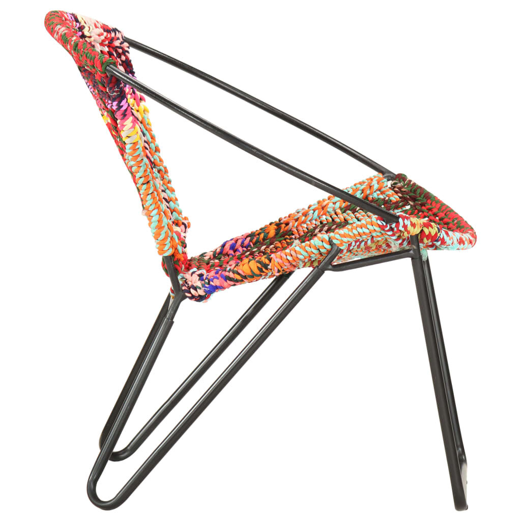vidaXL Circle Chair Multicolours Chindi Fabric