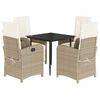 vidaXL 5 Piece Garden Dining Set with Cushions Beige Poly Rattan