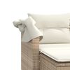 vidaXL Garden Sofa 2-Seater with Canopy and Stools Beige Poly Rattan