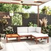 vidaXL 4 Piece Garden Lounge Set with Cushions Cream Wood Acacia&Rope