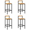 vidaXL Bar Stools 4 pcs Black Poly Rattan and Solid Wood Acacia