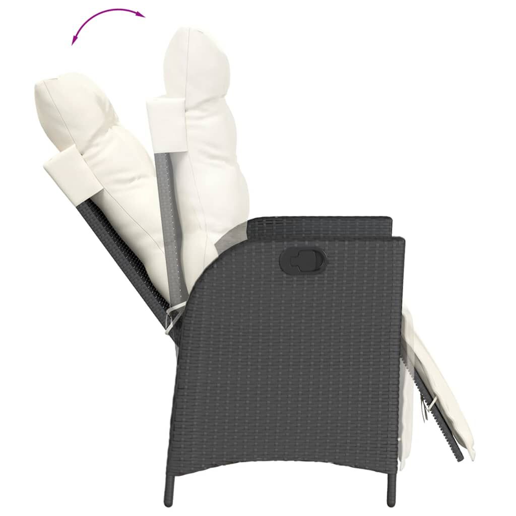vidaXL 3 Piece Bistro Set with Cushions Black Poly Rattan