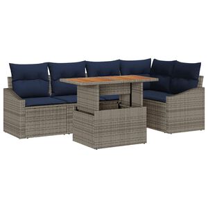 vidaXL Garden Dining Set with Cushion 6 pcs Grey and Navy